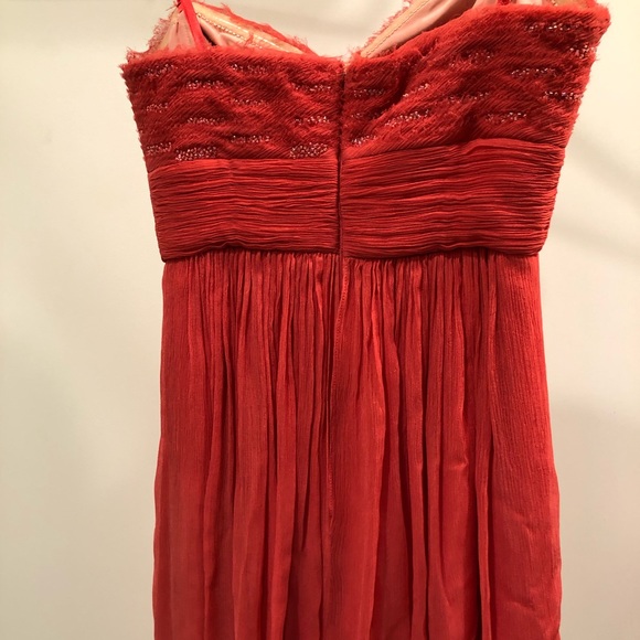 BCBG strapless red chiffon empire waist dress 0 - Picture 2 of 6